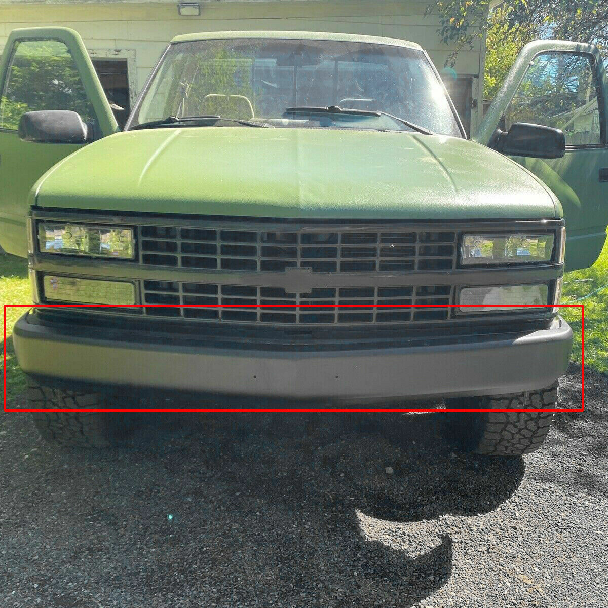 MR.GOP-Primed Steel Front Bumper Face Bar For 1988-1998 Silverado Sierra C1500 K1500