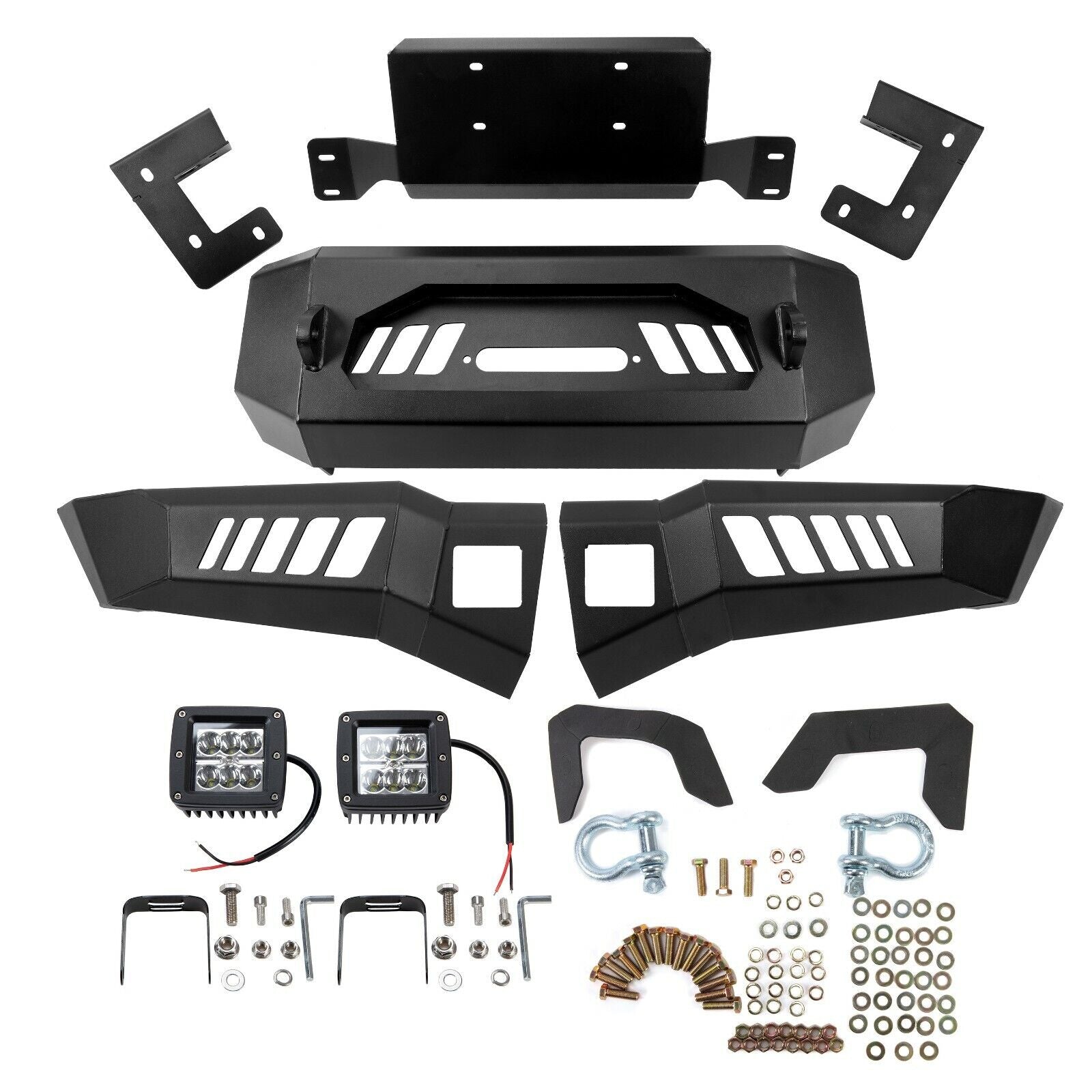 MR.GOP-For 2018-2020 Ford F150 3-Piece Modular Front Bumper Steel Black NEW