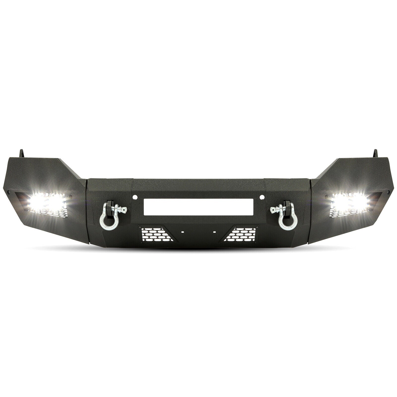 MR.GOP-For 2013-2021 Dodge Ram 1500 Heavy Duty Front Bumper W/ D-Rings & LED Fog Lights