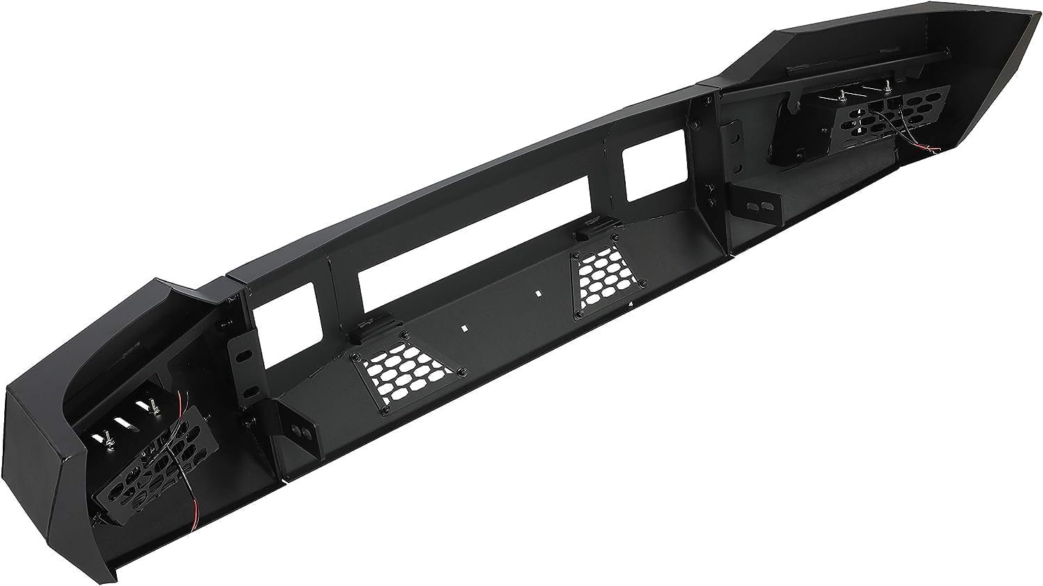 MR.GOP-Front Bumper Compatible with 2011-2016 Ford F250 F350 Super Duty W/Cube LED Lights 3 Piece Bumper Assembly Steel Powder Coated Black - 2 Packages